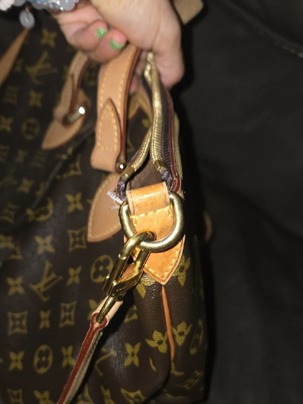 Louis Vuitton Monogram Canvas Tote with Tan Leather Trim